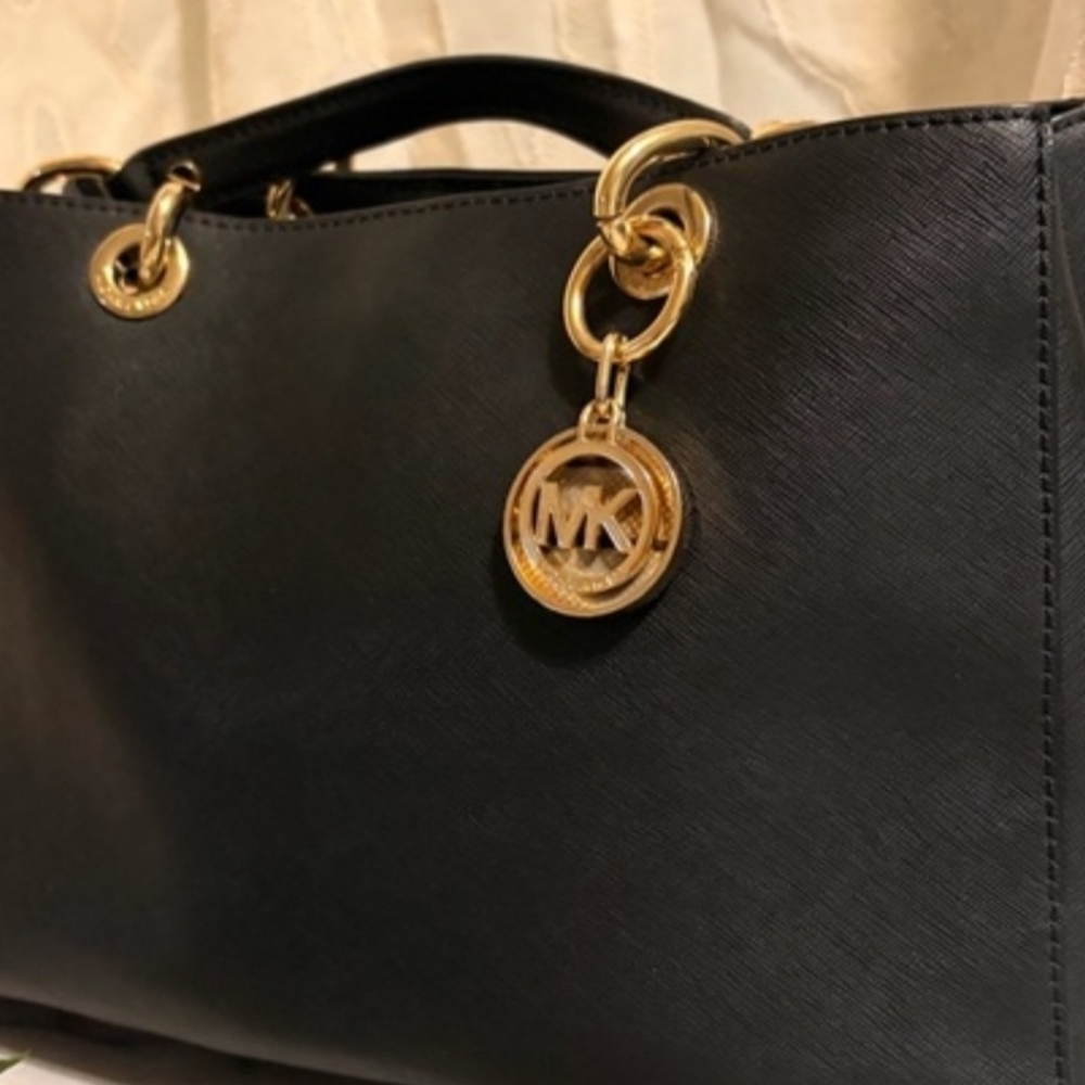 Michael Kors Black Leather Tote Bag